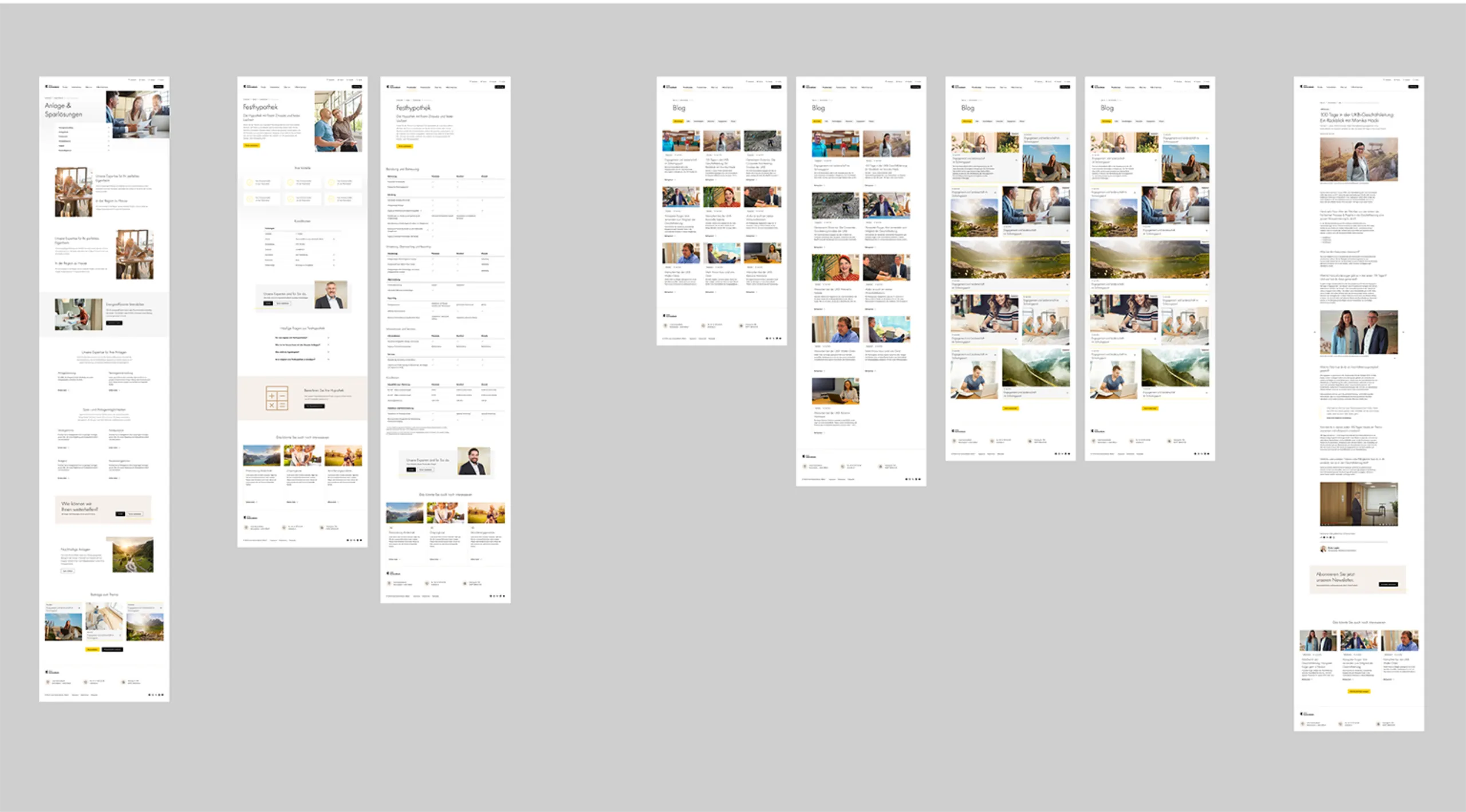 Visual overview of UKB page structure based on funnel design – developed as part of a relaunch project with jls.