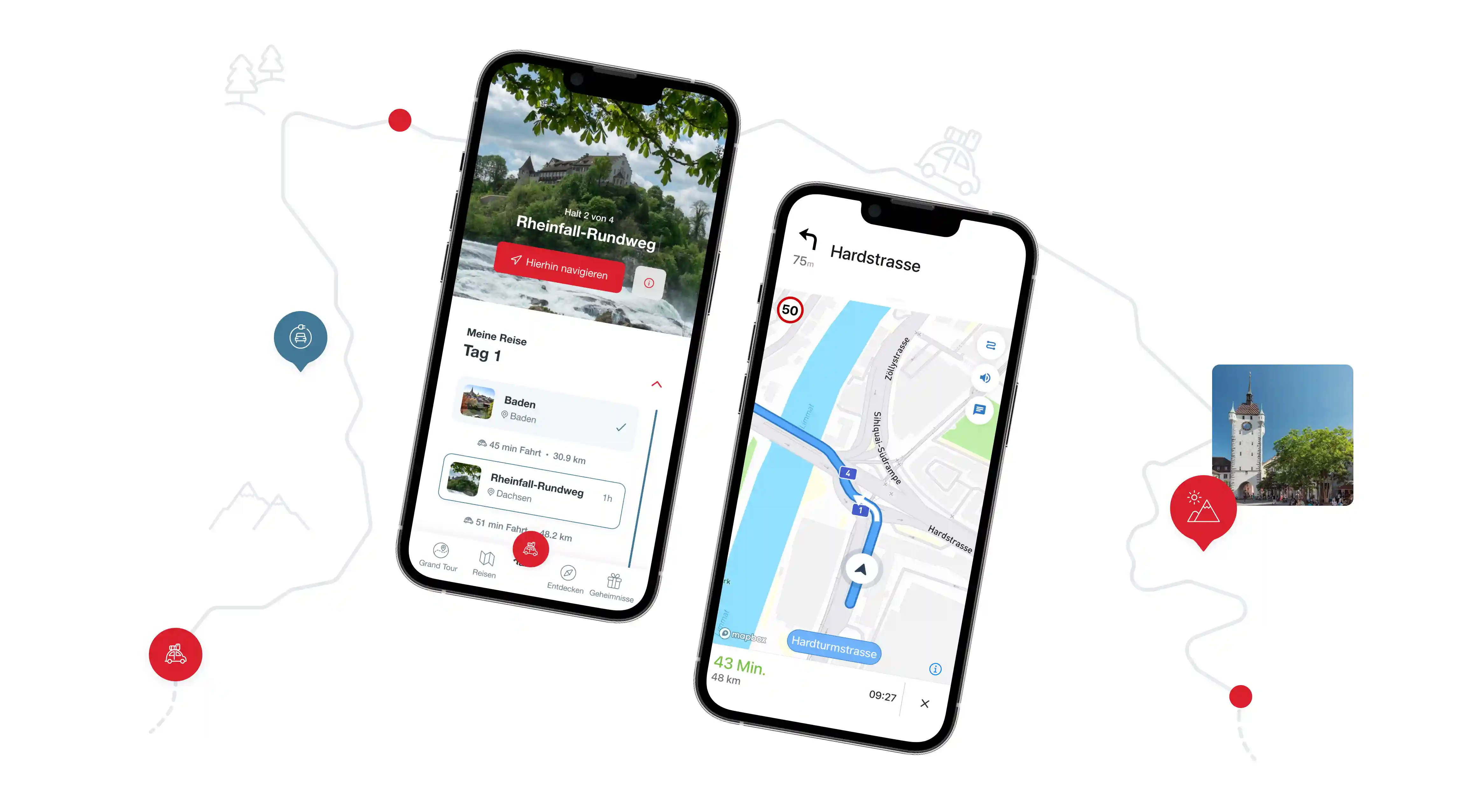 Routenplanung Grand Tour Switzerland und direkte Navigation in der App