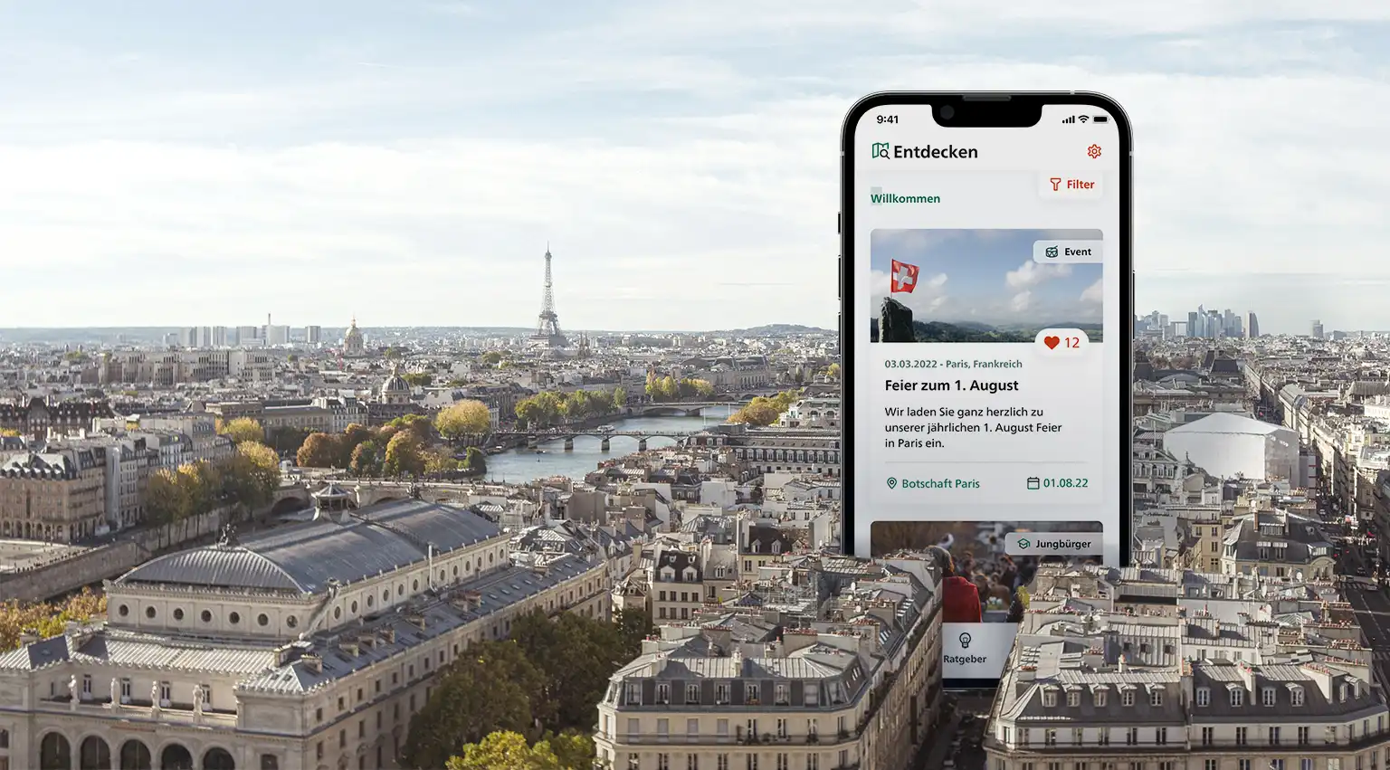 EDA App Welcome-Screen in Paris