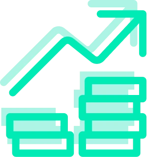 Upward arrow with bars icon representing conversion optimization, jls increases conversion rates through better UX and AI combination.