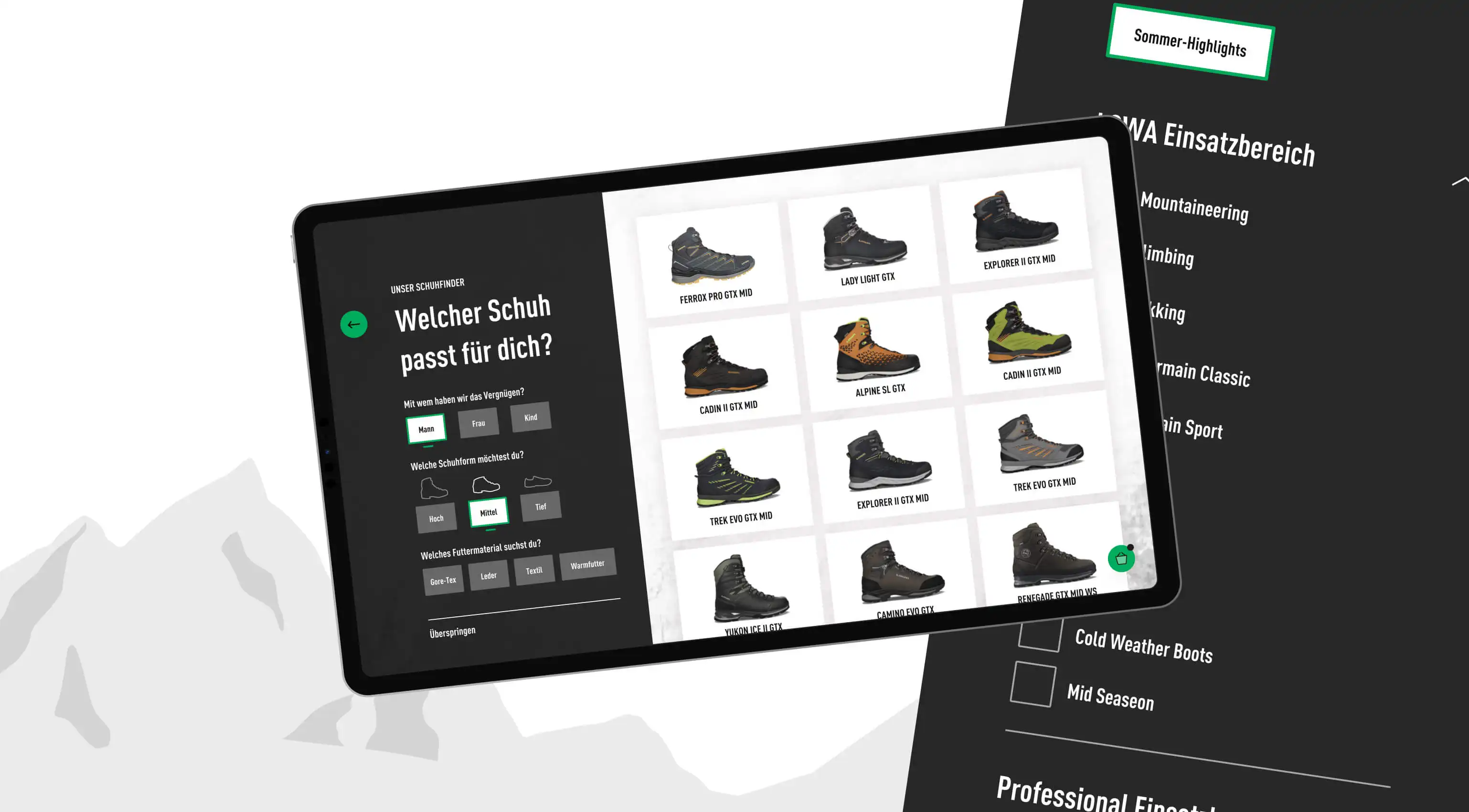 LOWA 360 Sales & Advisory Tool Schuhfinder