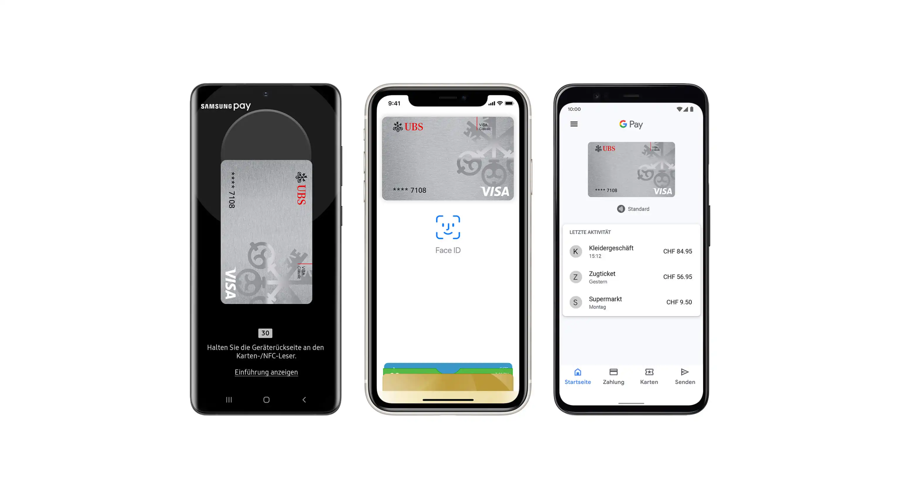 Samsung Pay, Apple Pay und Google Pay