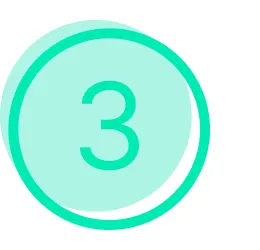 Circle icon with number 3 representing implementation phase, jls develops and continuously optimizes digital touchpoints with UX and data.