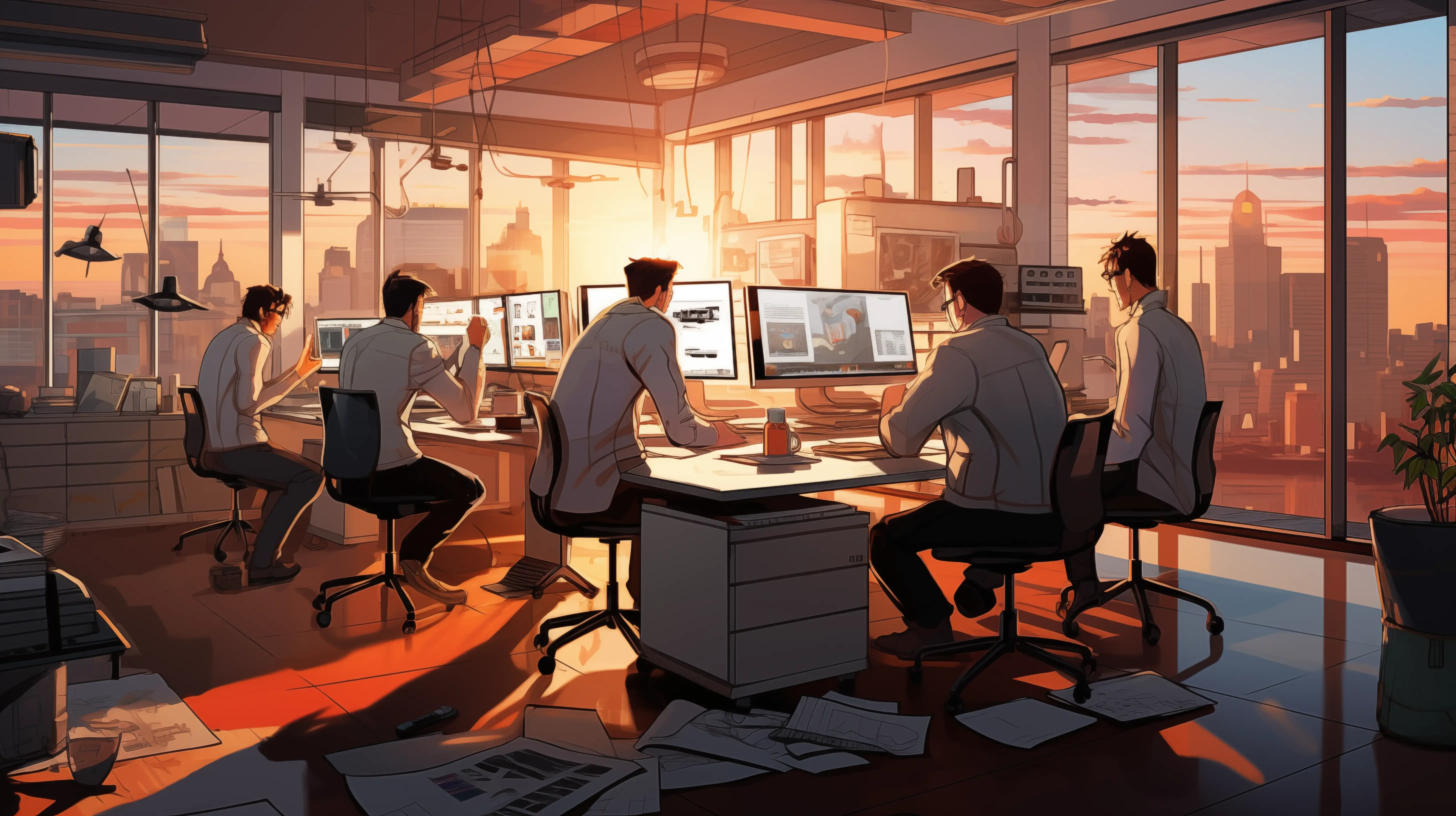 Eine Gruppe von Softwareentwickler:innen bei der Arbeit im Büro