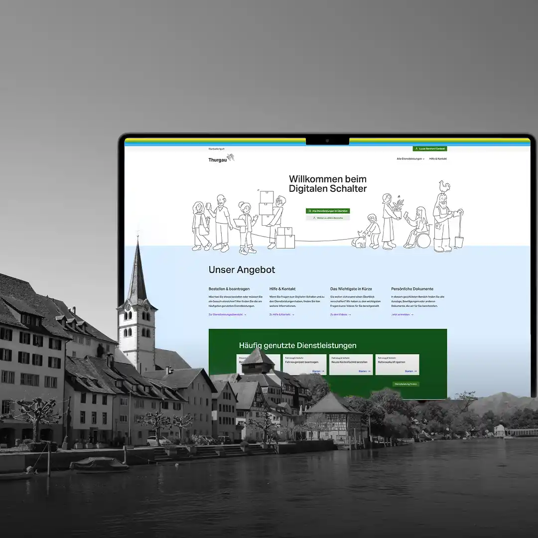 „Webportal des Kanton Thurgau – Digitaler Schalter für effiziente Behördenservices und vereinfachte Verwaltung.